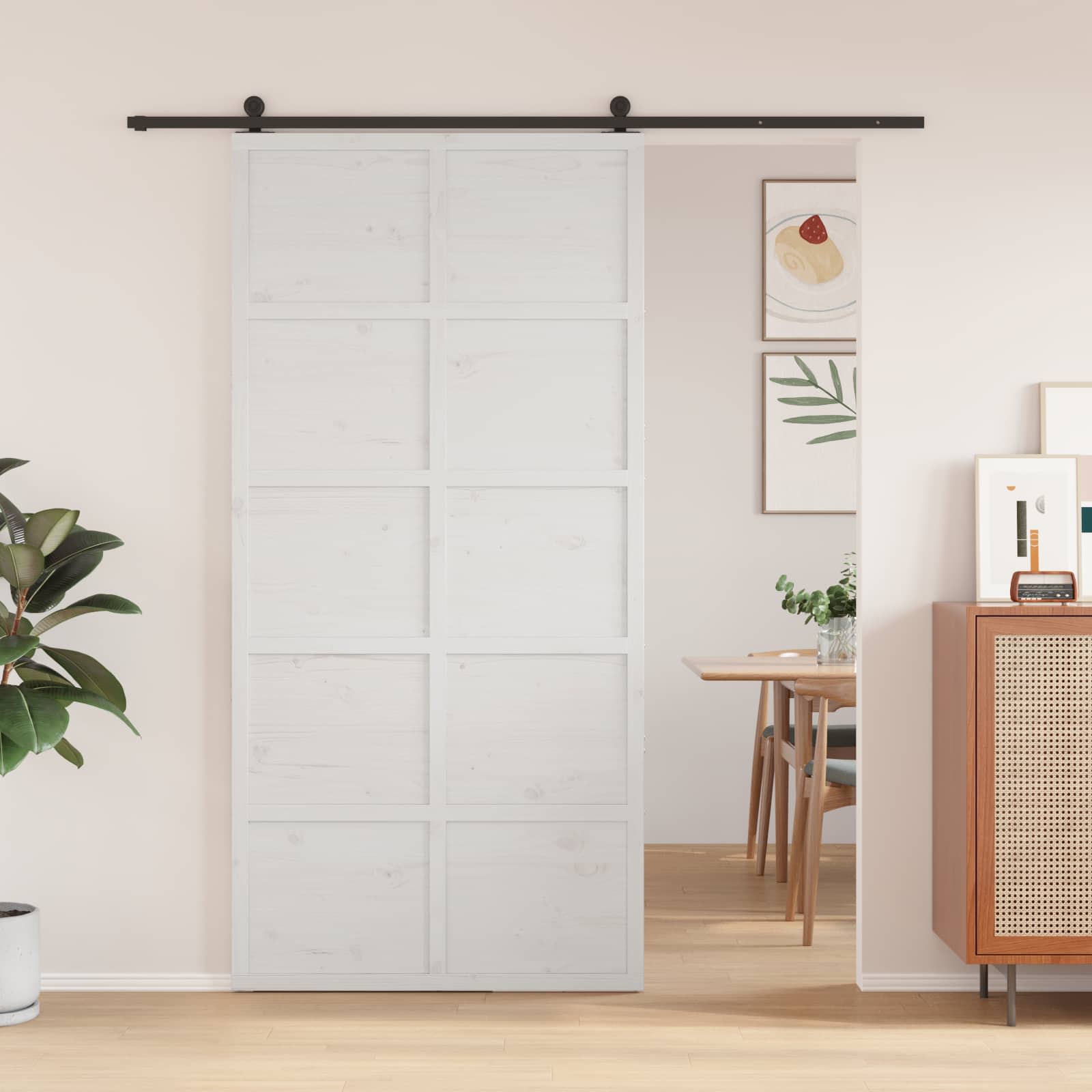 vidaXL Scheunentür Weiß 100 x 208 cm Massives Kiefernholz