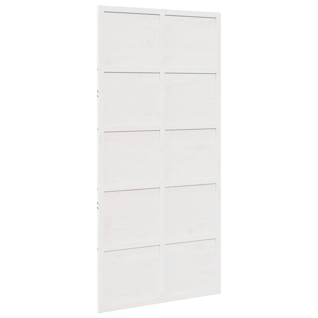 vidaXL Scheunentür Weiß 100 x 208 cm Massives Kiefernholz