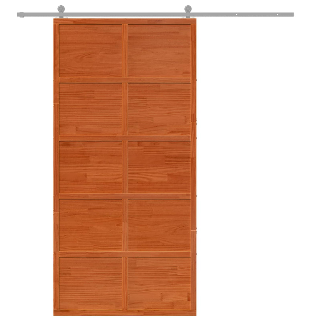 vidaXL Scheunentür Wachsbraun 100 x 208 cm Massives Kiefernholz