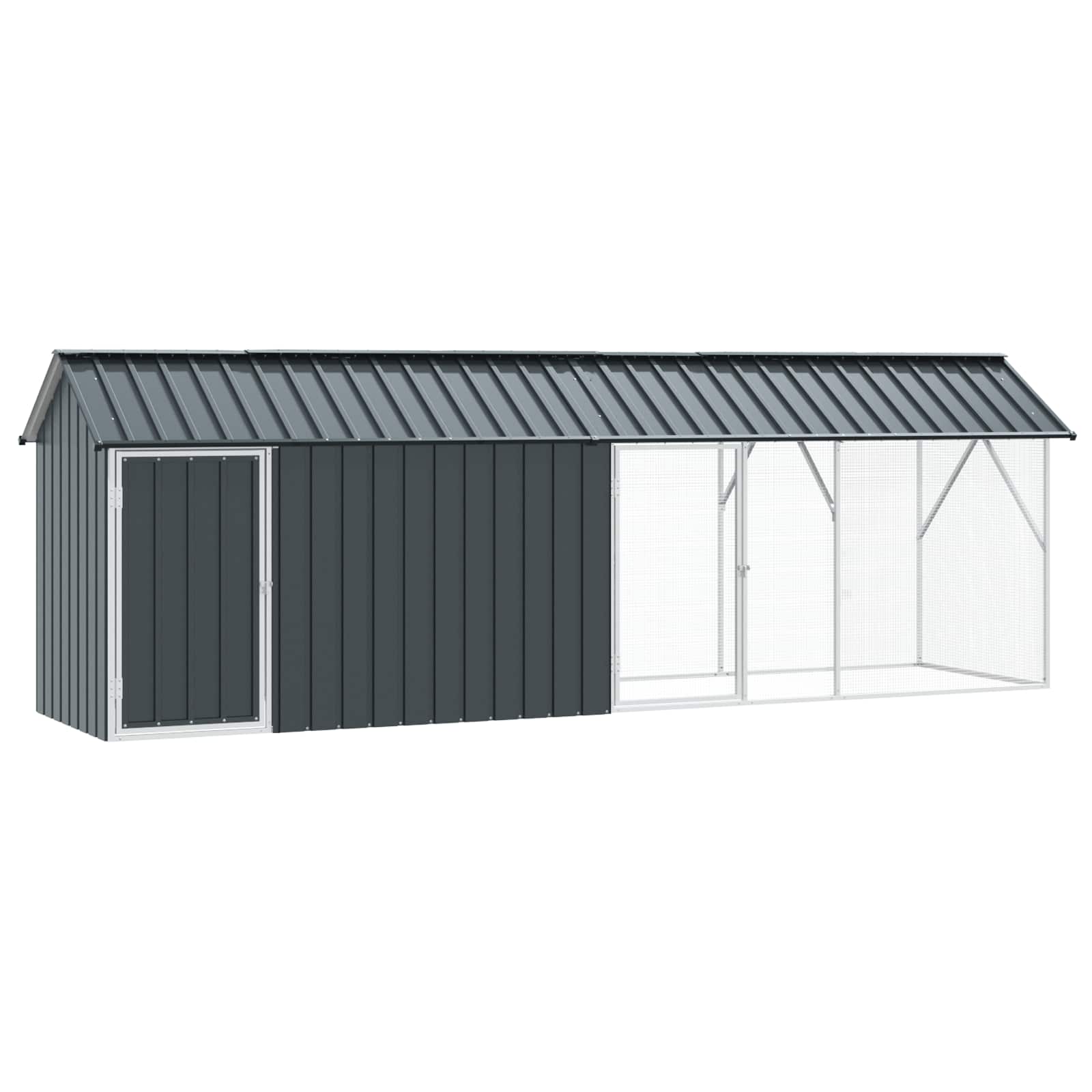 vidaXL Vogelkäfig Anthrazit 422 x 103 x 142 cm Verzinkter Stahl
