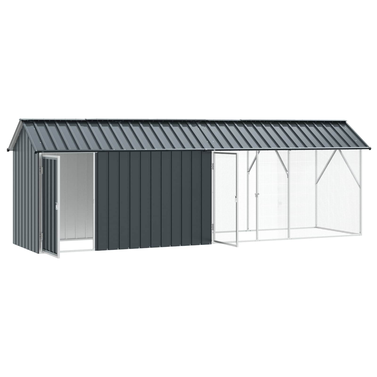 vidaXL Vogelkäfig Anthrazit 422 x 103 x 142 cm Verzinkter Stahl