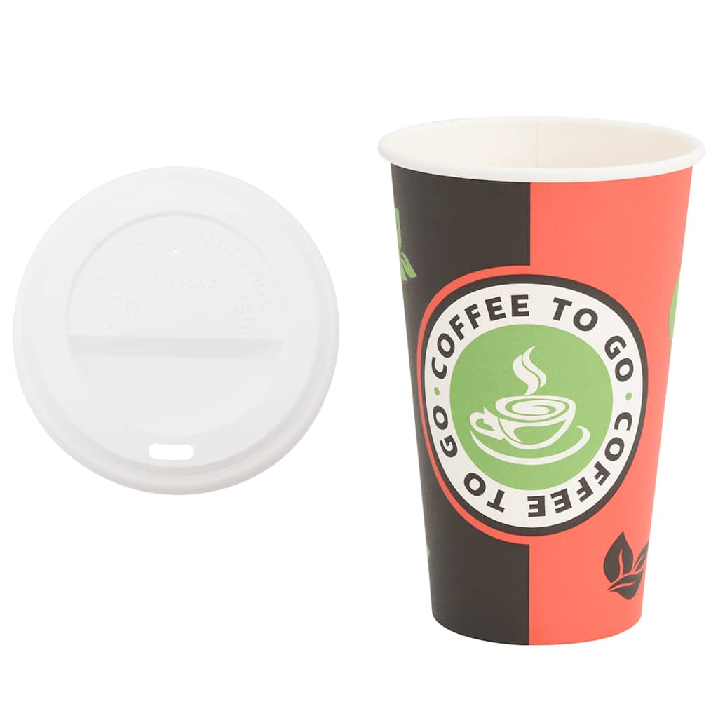 vidaXL Pappbecher mit Deckeln 1000 Stk. 16oz 400ml