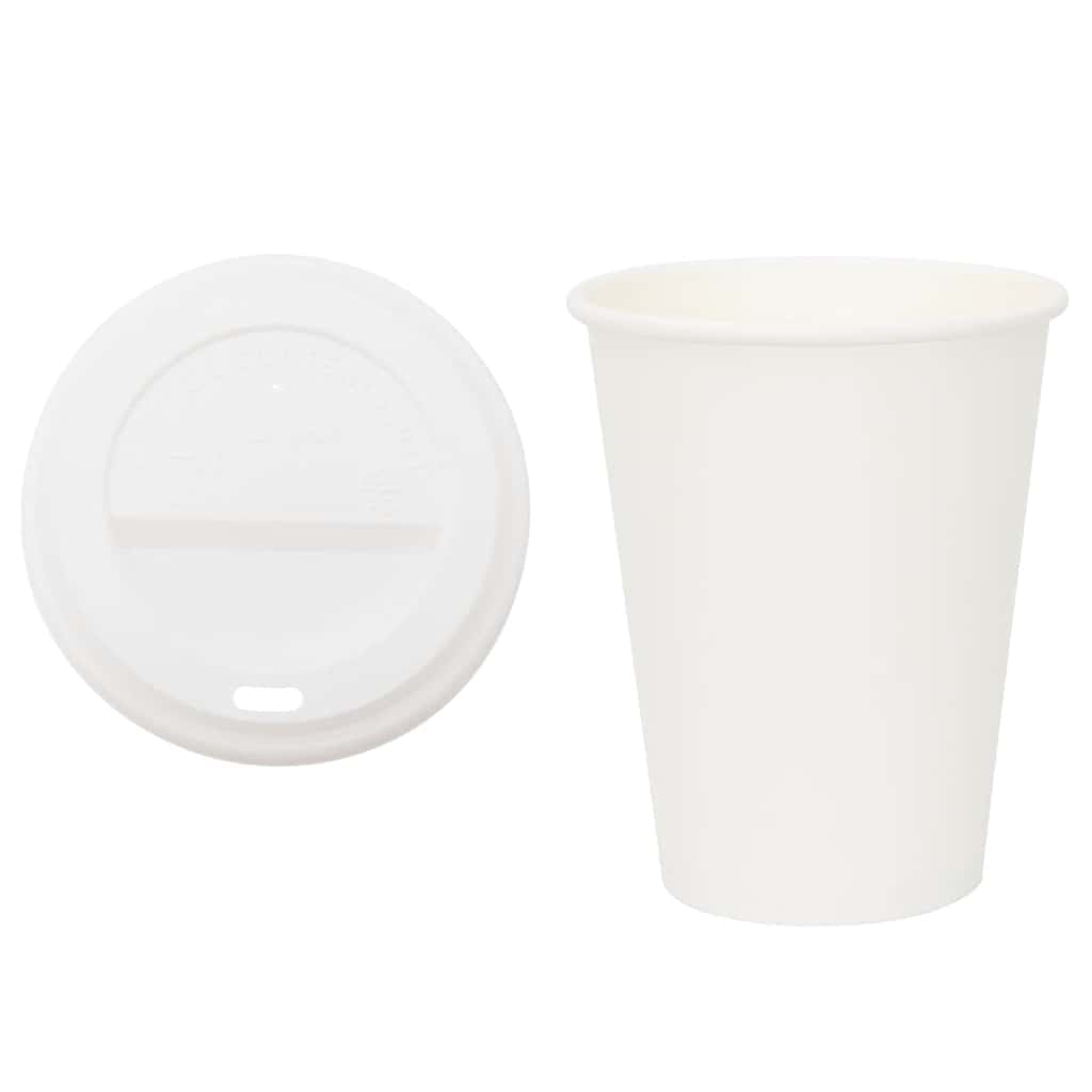 vidaXL Pappbecher mit Deckeln 1000 Stk. 12oz 300ml