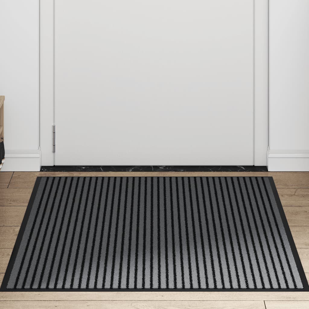 vidaXL Fußmatte Streifen Schwarz und Grau 90x120 cm