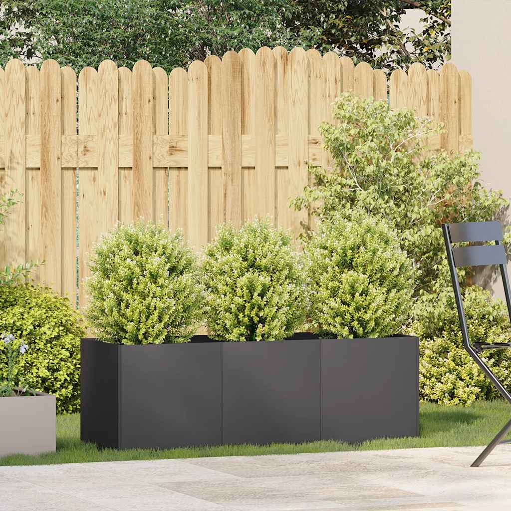 vidaXL Pflanzgefäß Schwarz 120 x 40 x 40 cm Kaltgewalzter Stahl