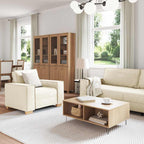 vidaXL Sofa Set 3 pcs Beige 220 x 80 x 84 cm Leinenmischgewebe