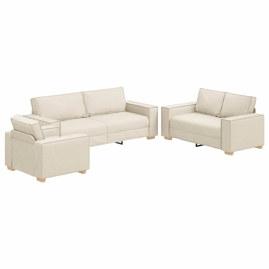 vidaXL Sofa Set 3 pcs Beige 220 x 80 x 84 cm Leinenmischgewebe