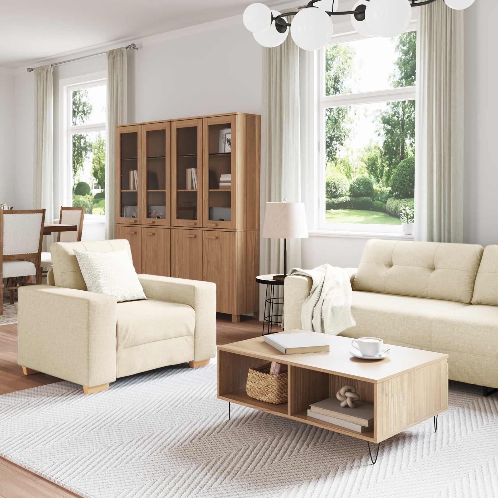 vidaXL Sofa 3 pcs Beige 221 x 80 x 80 cm Leinenmischgewebe