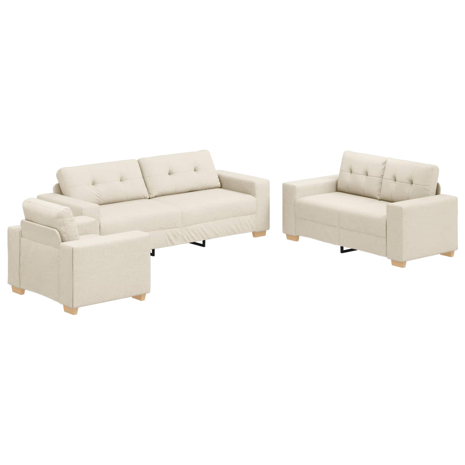 vidaXL Sofa 3 pcs Beige 221 x 80 x 80 cm Leinenmischgewebe