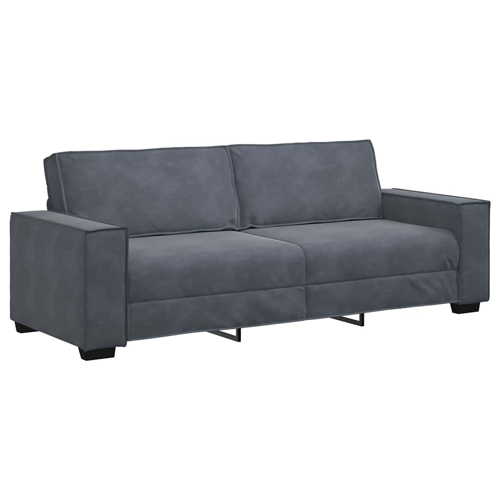 vidaXL 3-tlg. Sofagarnitur mit Kissen Dunkelgrau Samt