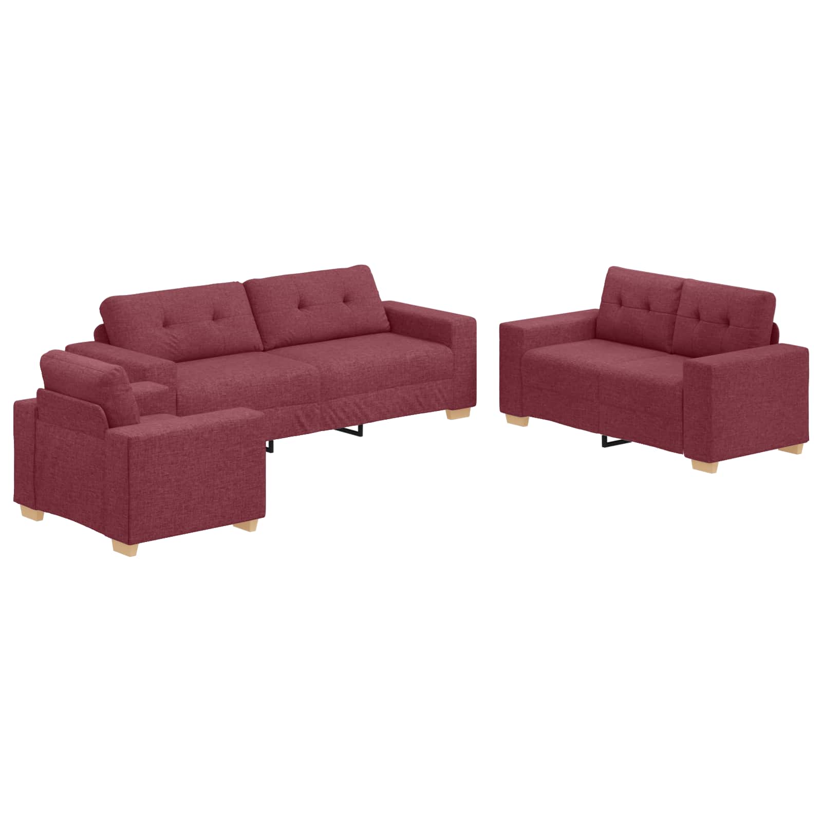 vidaXL Sofa 3 pcs Wind Rot 221 x 80 x 80 cm Leinenmischgewebe