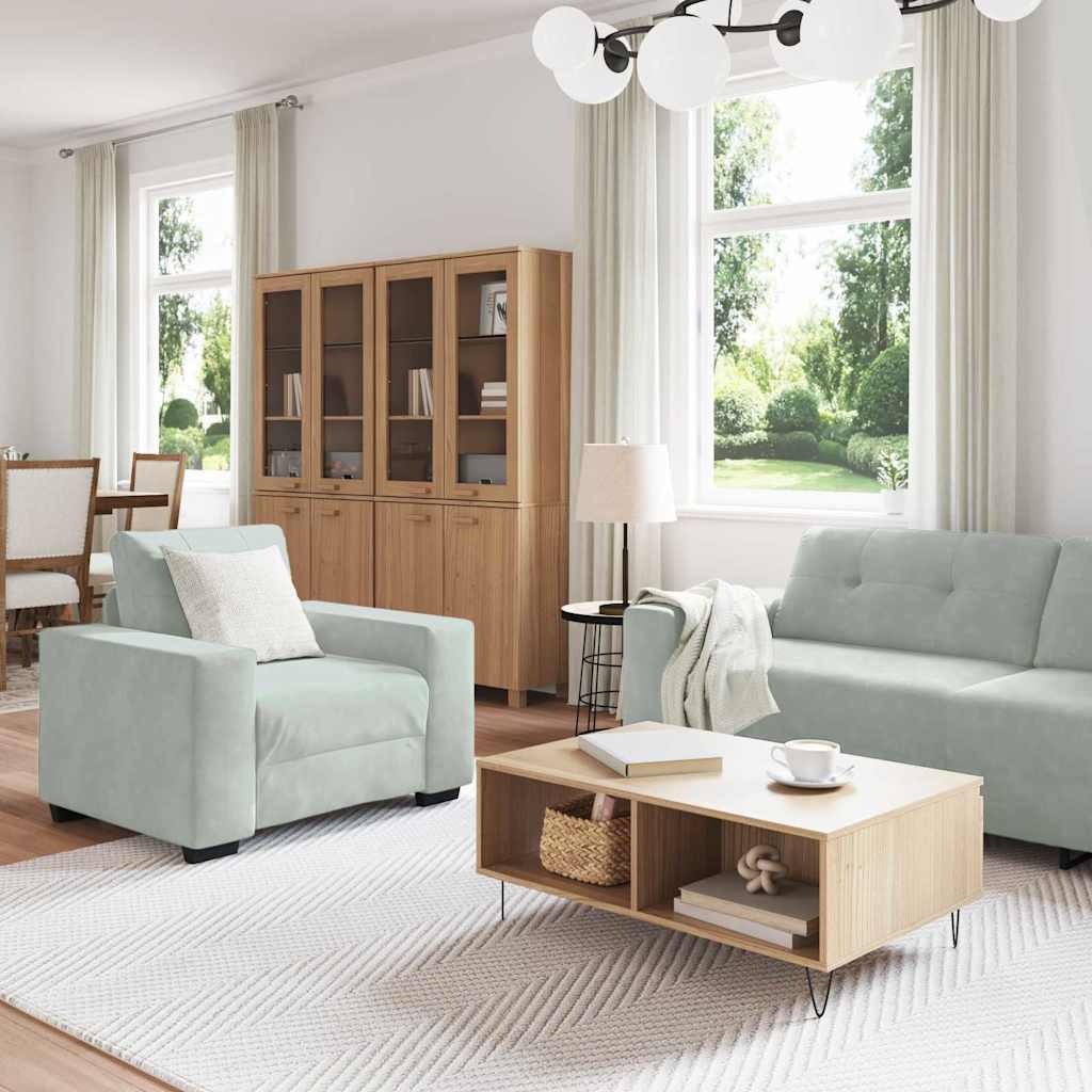vidaXL Sofa Set 3 pcs Hellgrau 221 x 80 x 80 cm Samt