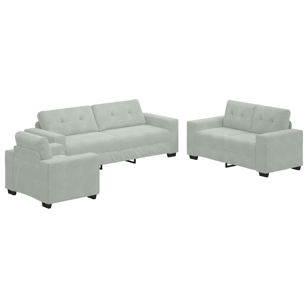 vidaXL Sofa Set 3 pcs Hellgrau 221 x 80 x 80 cm Samt