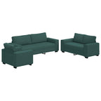 vidaXL 3-teiliges Sofa-Set mit Kissen, dunkelgrüner Stoff