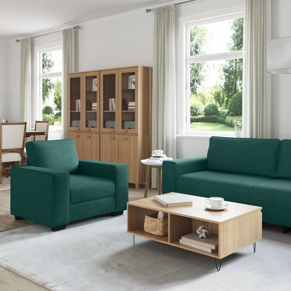 vidaXL 3-teiliges Sofa-Set mit Kissen, dunkelgrüner Stoff