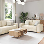 vidaXL Sofa 2 pcs Beige 220 x 80 x 84 cm Leinenmischgewebe