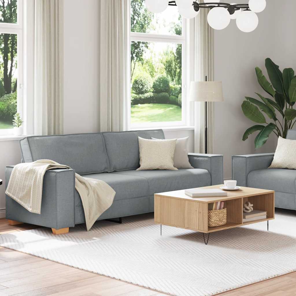 vidaXL 2-tlg. Sofagarnitur mit Kissen Hellgrau Stoff
