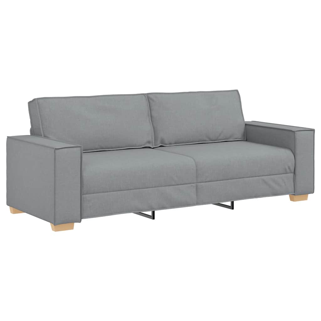 vidaXL 2-tlg. Sofagarnitur mit Kissen Hellgrau Stoff