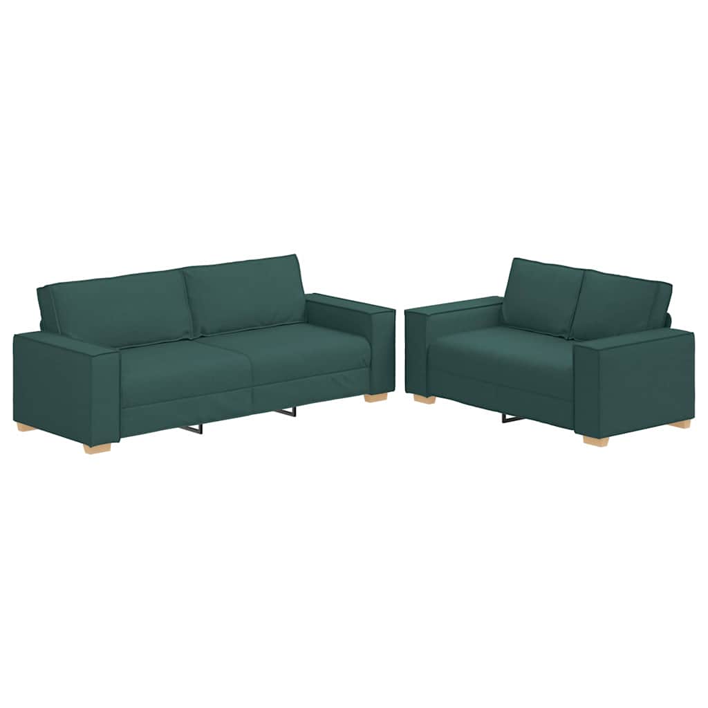 vidaXL 2-teiliges Sofa-Set mit Kissen, dunkelgrüner Stoff