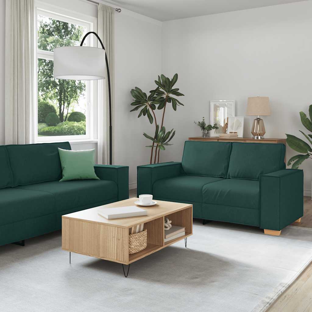 vidaXL 2-teiliges Sofa-Set mit Kissen, dunkelgrüner Stoff