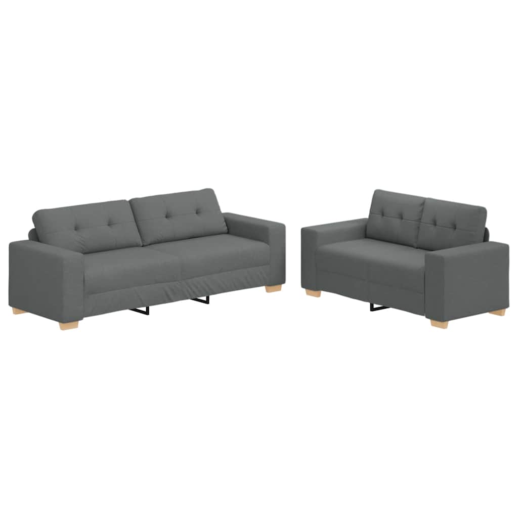 vidaXL 2-teiliges Sofa-Set mit Kissen, dunkelgrauer Stoff