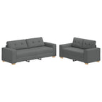vidaXL 2-teiliges Sofa-Set mit Kissen, dunkelgrauer Stoff