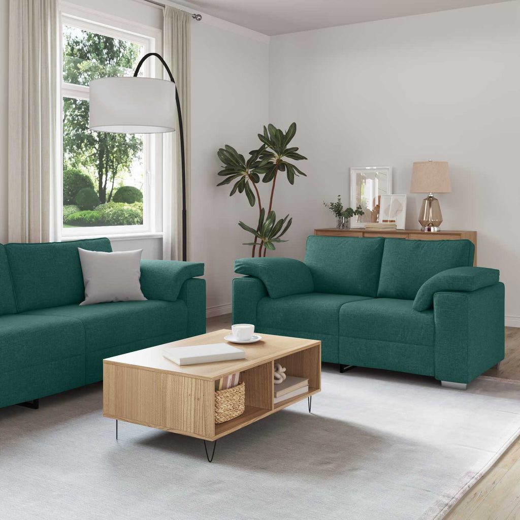 vidaXL Sofa 2 pcs Dunkelgrün 221 x 80 x 80 cm Stoff
