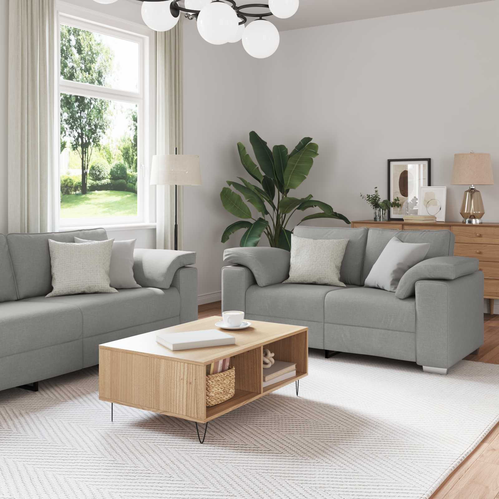 vidaXL Sofa 2 pcs Wolkengrau 219 x 80 x 82 cm Stoff