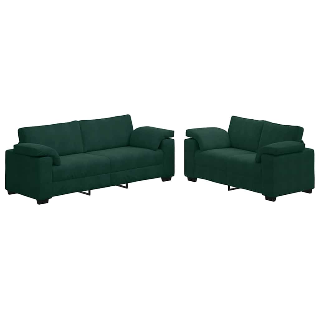vidaXL 2-teiliges Sofa-Set mit Kissen, dunkelgrüner Samt