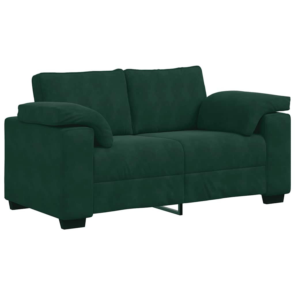 vidaXL 2-teiliges Sofa-Set mit Kissen, dunkelgrüner Samt