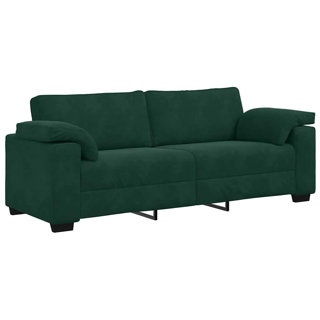 vidaXL 2-teiliges Sofa-Set mit Kissen, dunkelgrüner Samt
