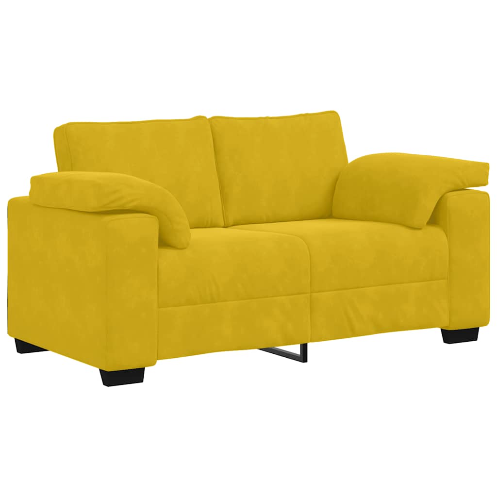 vidaXL 2-teiliges Sofa-Set mit Kissen, gelber Samt