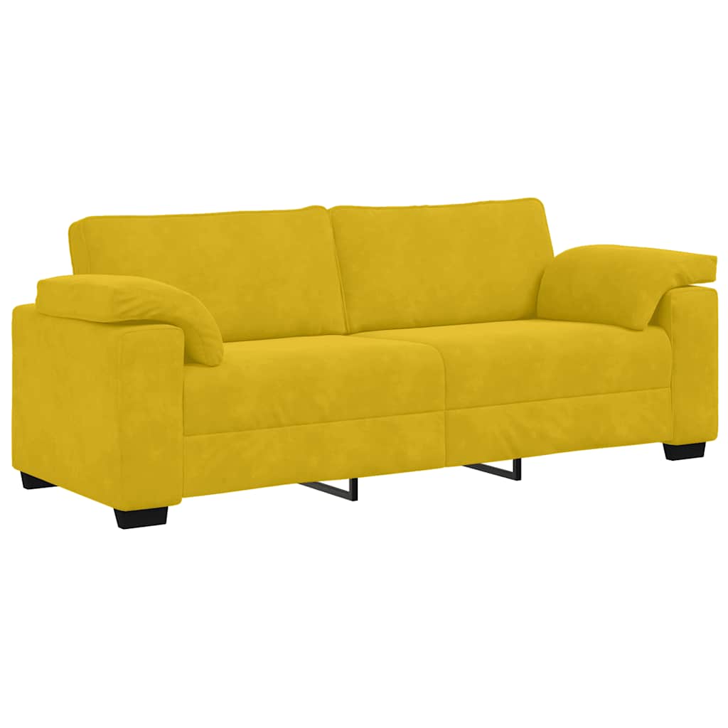 vidaXL 2-teiliges Sofa-Set mit Kissen, gelber Samt
