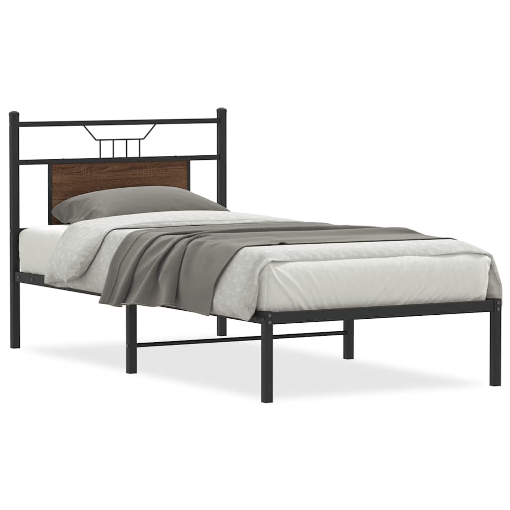 vidaXL Bettgestell ohne Matratze Braun Eiche 75x190 cm Holzwerkstoff