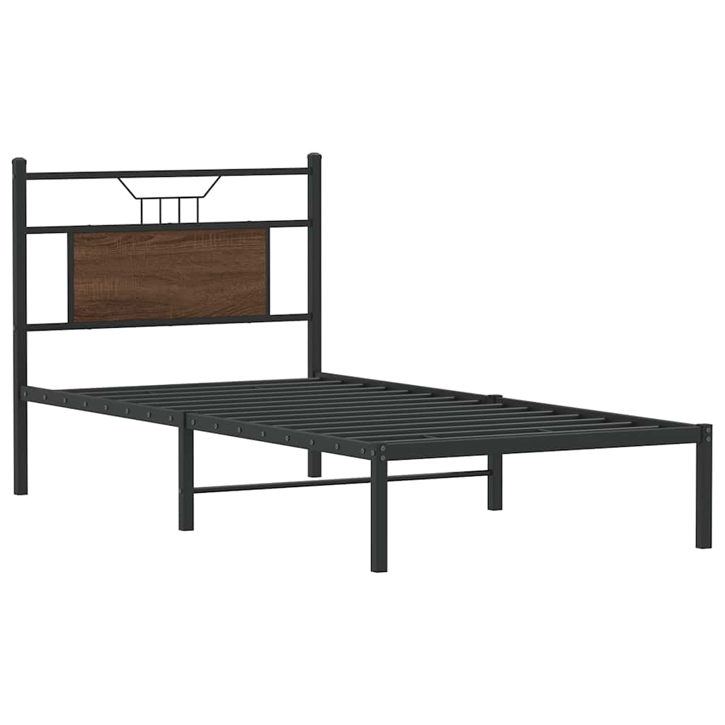 vidaXL Bettgestell ohne Matratze Braun Eiche 75x190 cm Holzwerkstoff