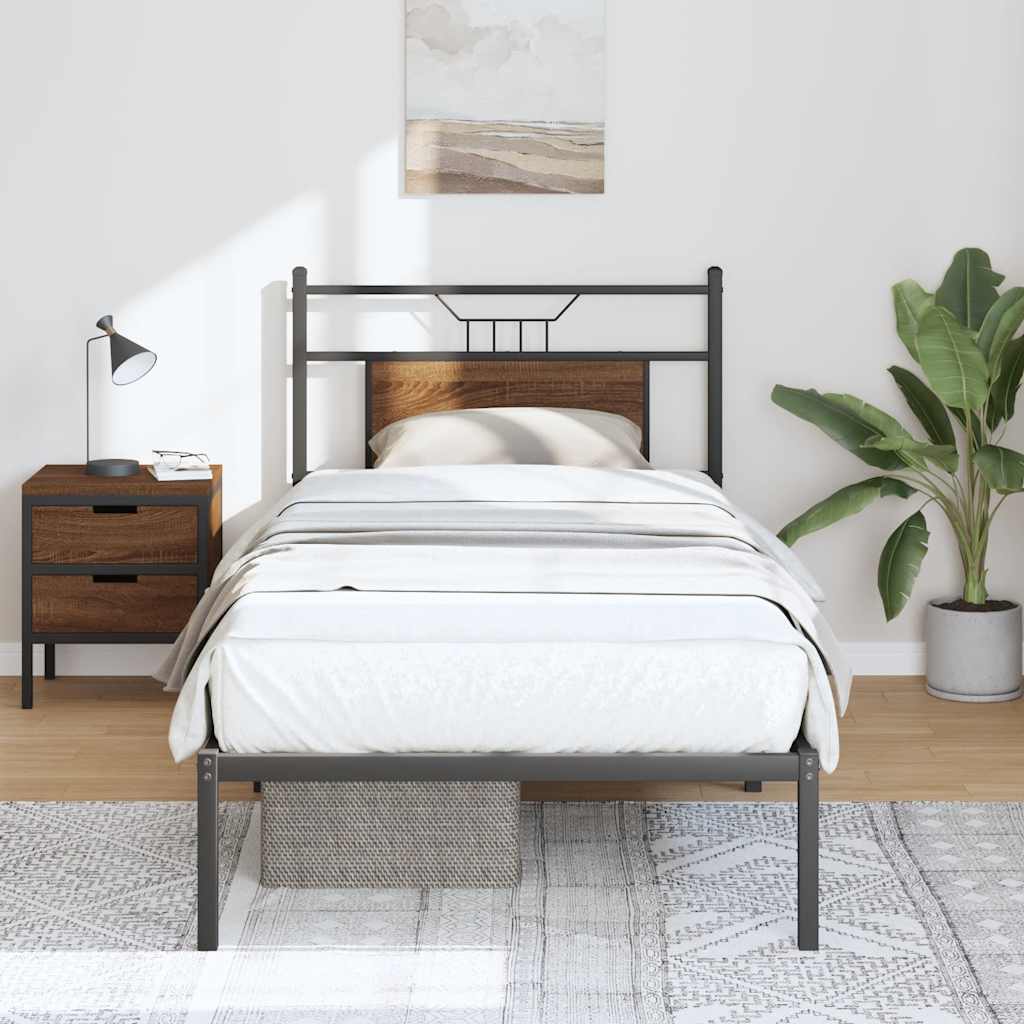 vidaXL Bettgestell ohne Matratze Braun Eiche 75x190 cm Holzwerkstoff