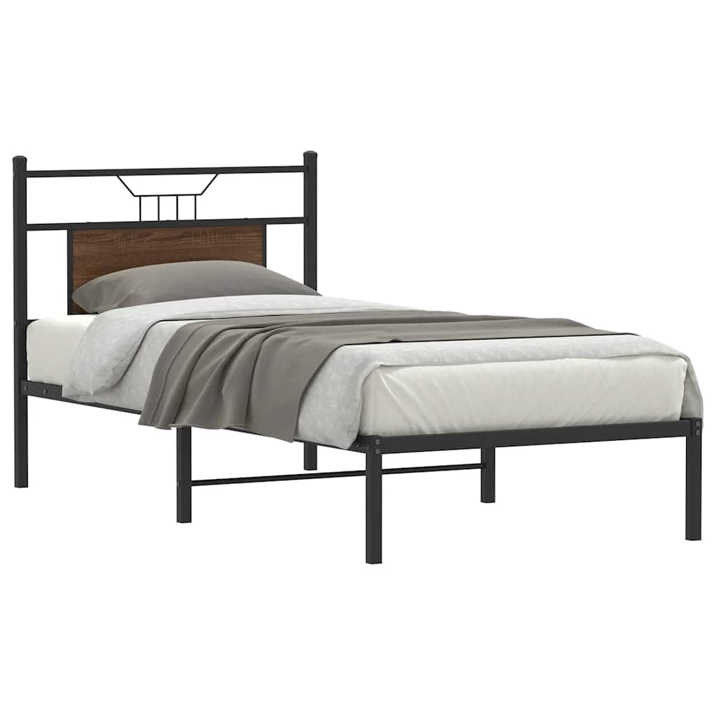 vidaXL Bettgestell ohne Matratze Braun Eiche 75x190 cm Holzwerkstoff