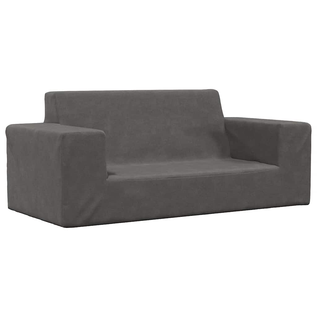 vidaXL Kindersofa 2-Sitzer Anthrazit Weich Plüsch