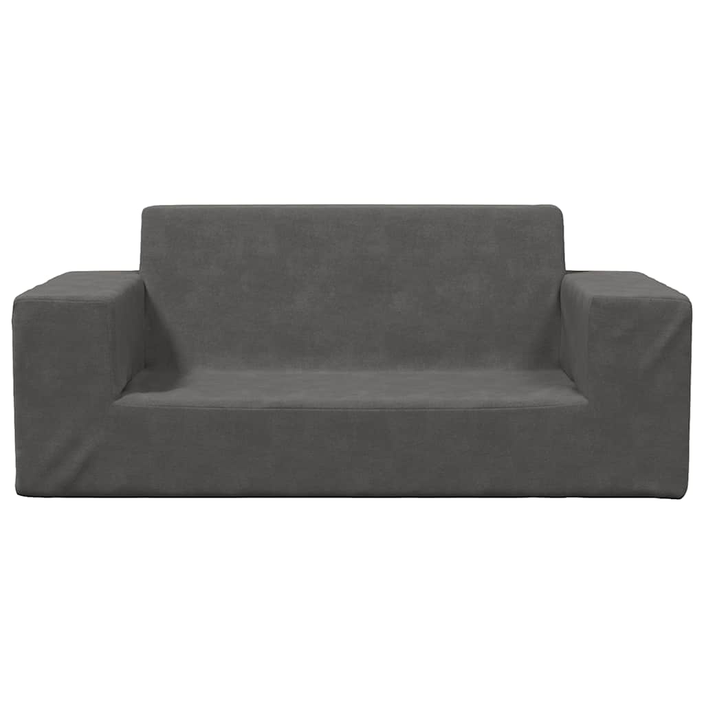 vidaXL Kindersofa 2-Sitzer Anthrazit Weich Plüsch