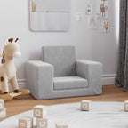 vidaXL Schlafsofa für Kinder Hellgrau Weicher Plüsch