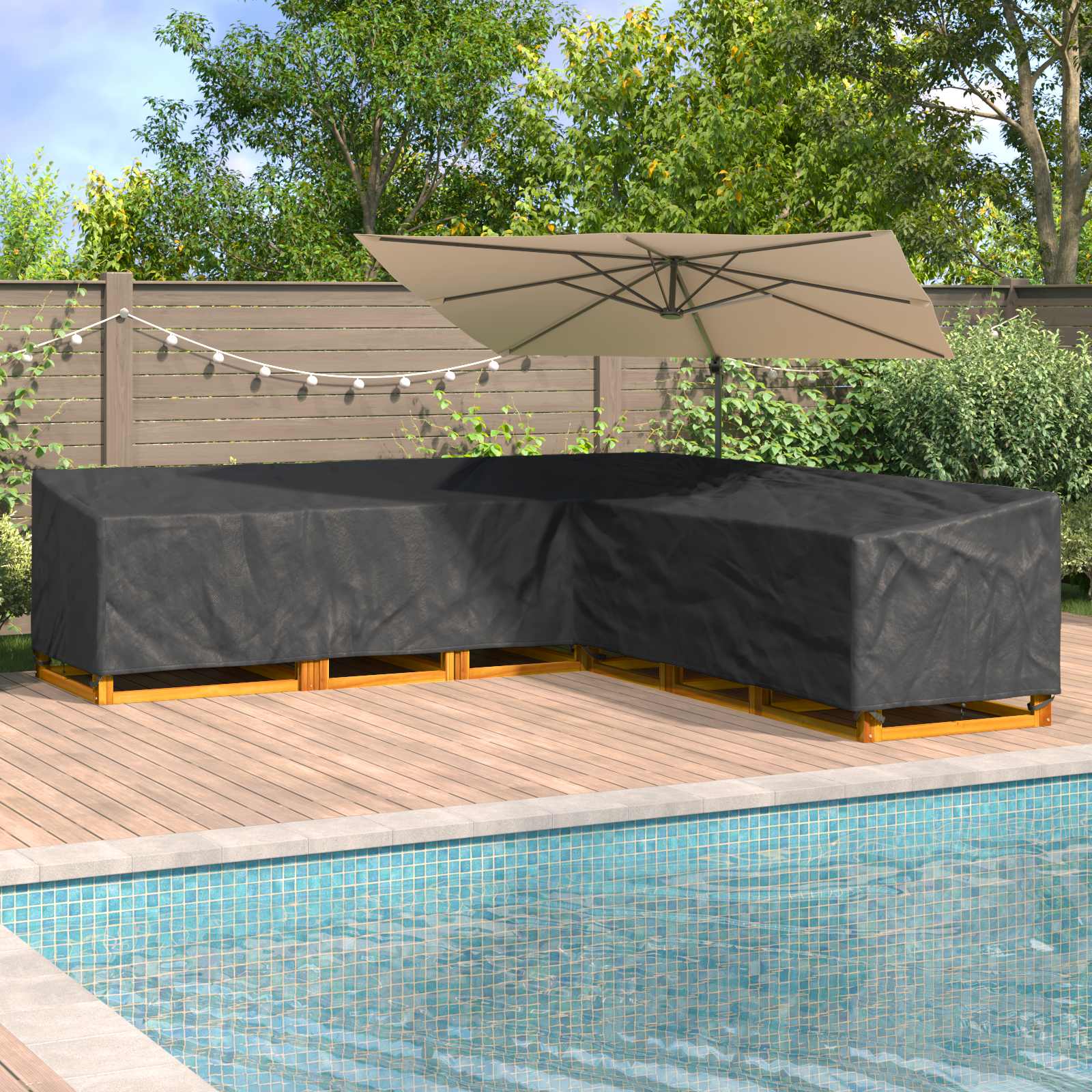 vidaXL Möbelbezug Schwarz 220 x 220 x 80 cm 420D Oxford Stoff