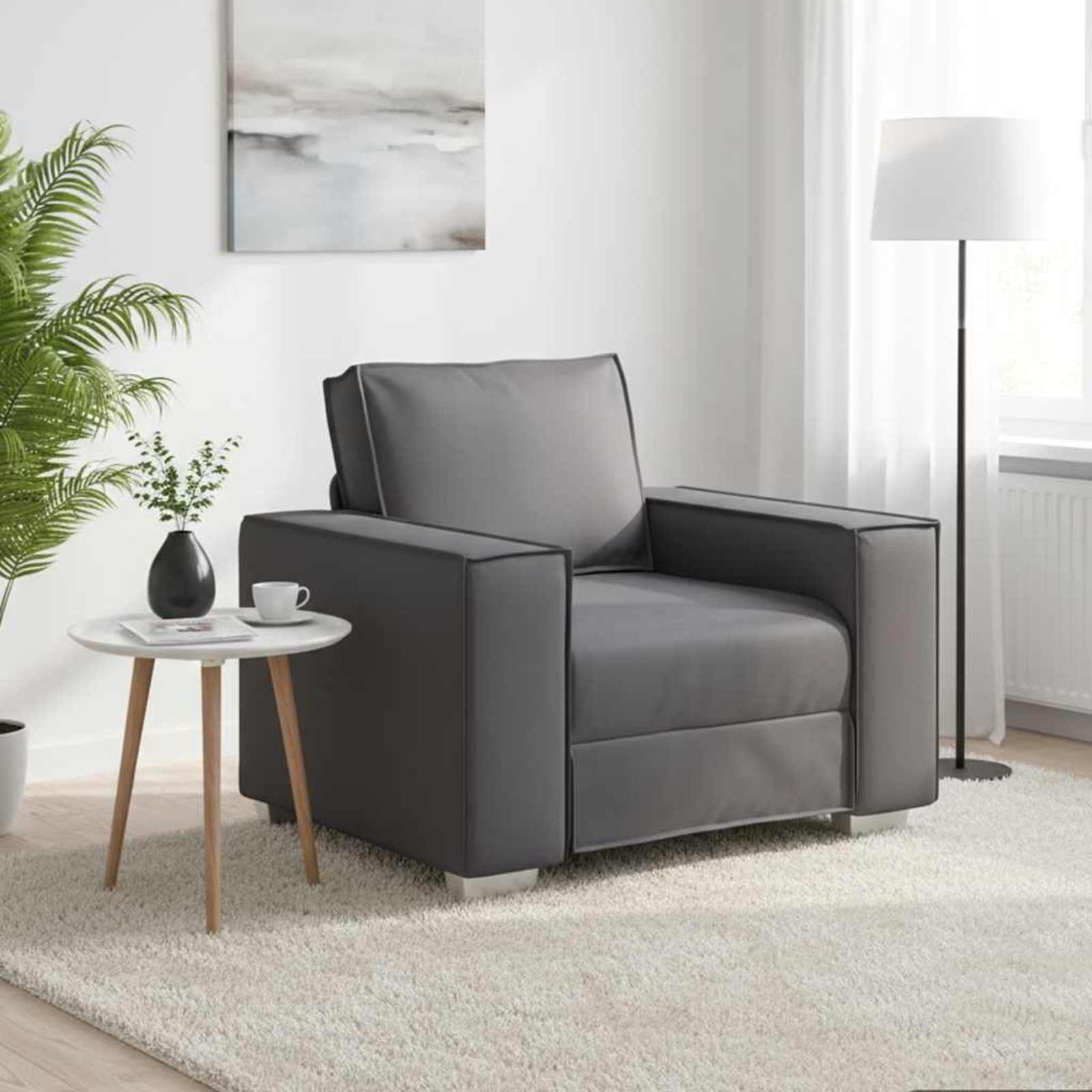vidaXL Sofa-Sessel Creme 100 cm Kunstleder