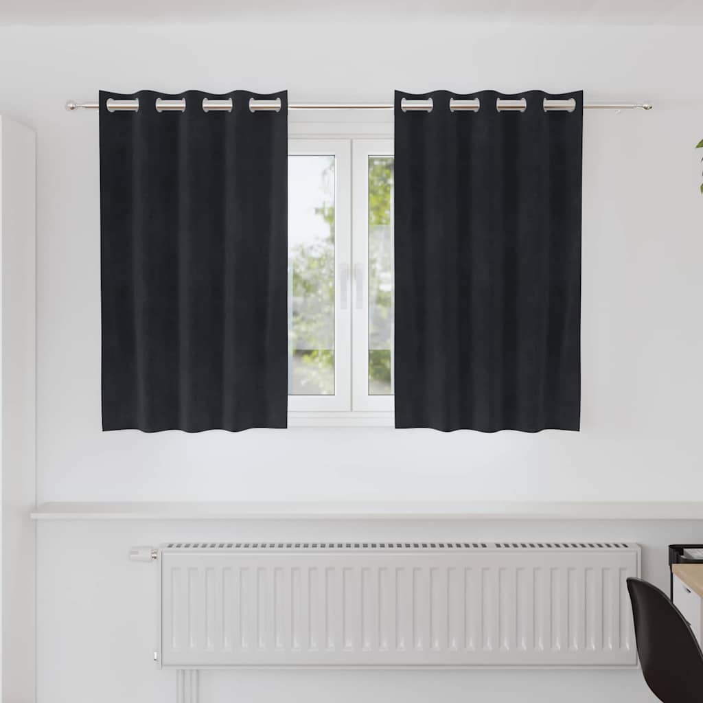 vidaXL Verdunkelungsvorhänge 2 pcs Schwarz 140 x 140 cm Samt