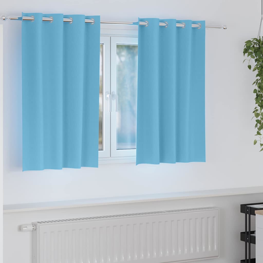 vidaXL Verdunkelungs-Vorhänge mit Ringen 2 pcs Himmelblau 140 x 140 cm