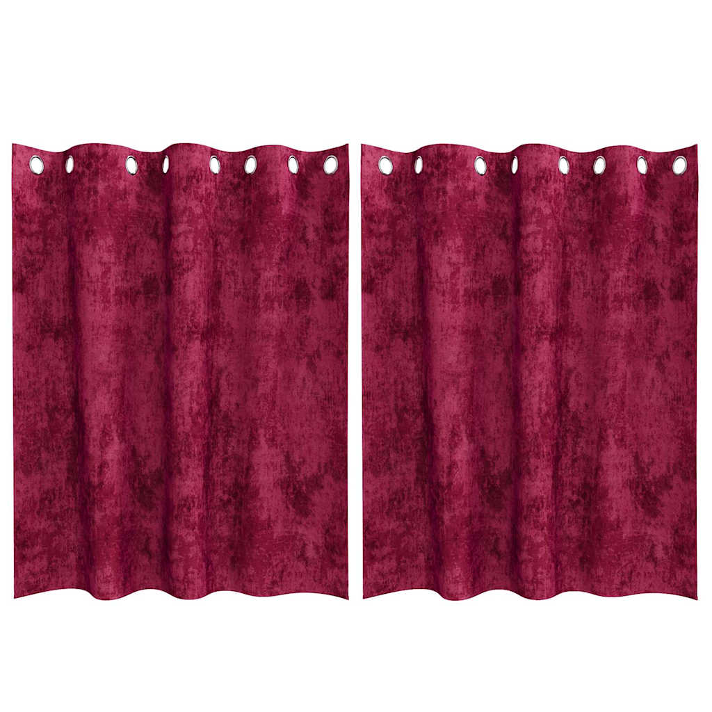 vidaXL Samtvorhänge mit Vorhängen 2 pcs Weinrot 140 x 140 cm Samt