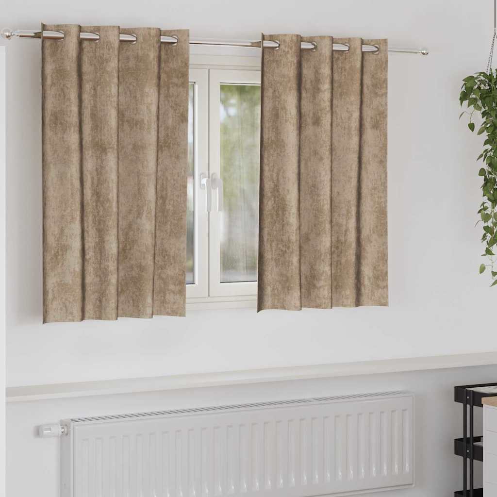 vidaXL Samtvorhänge mit Vorhängen 2 pcs Champagner 140 x 140 cm Samt