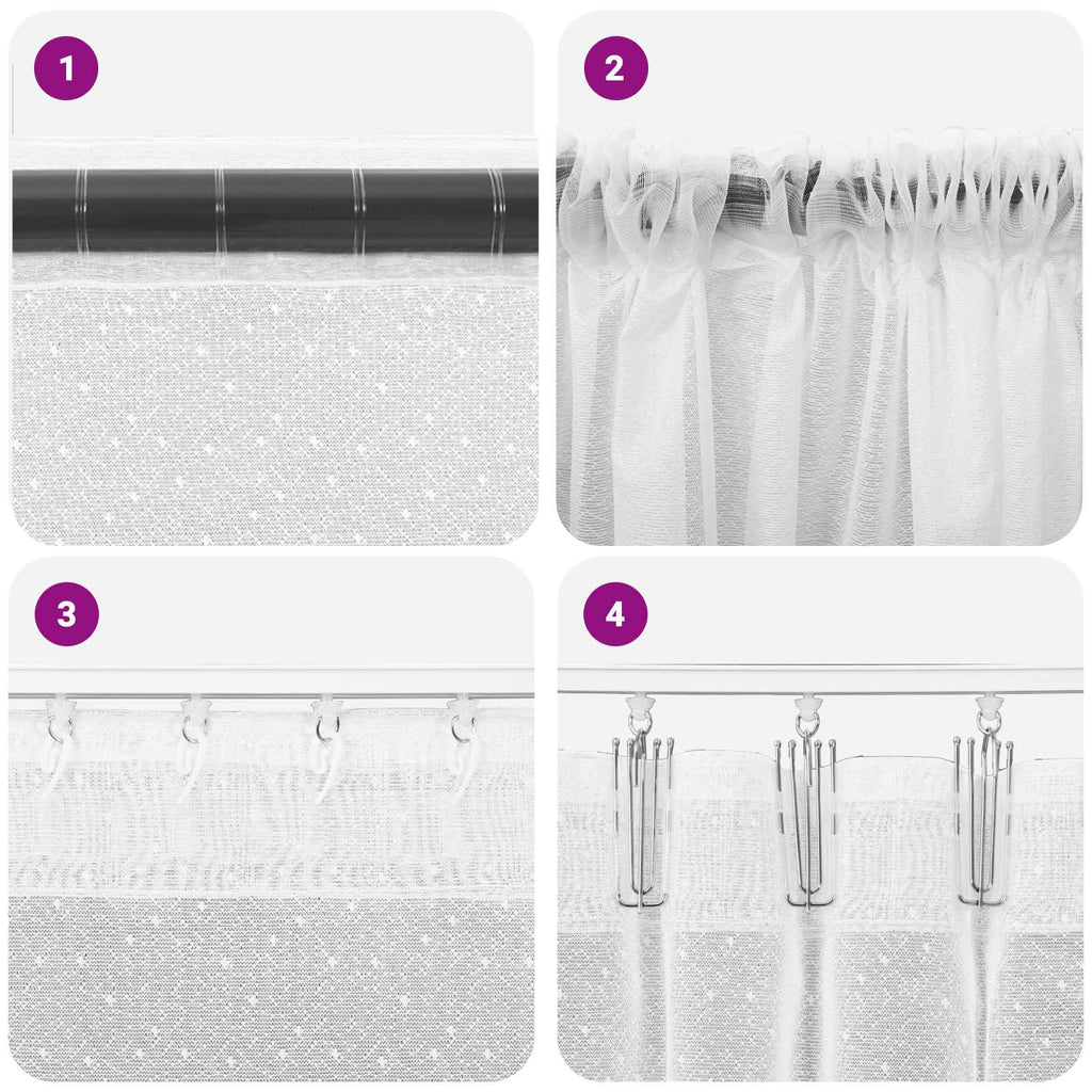 vidaXL Spitzenvorhang mit Vorhängen Floral Weiß 80 x 150 cm Polyester