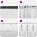 vidaXL Spitzenvorhang mit Vorhängen Floral Weiß 80 x 150 cm Polyester