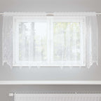 vidaXL Spitzenvorhang mit Vorhängen Floral Weiß 80 x 150 cm Polyester
