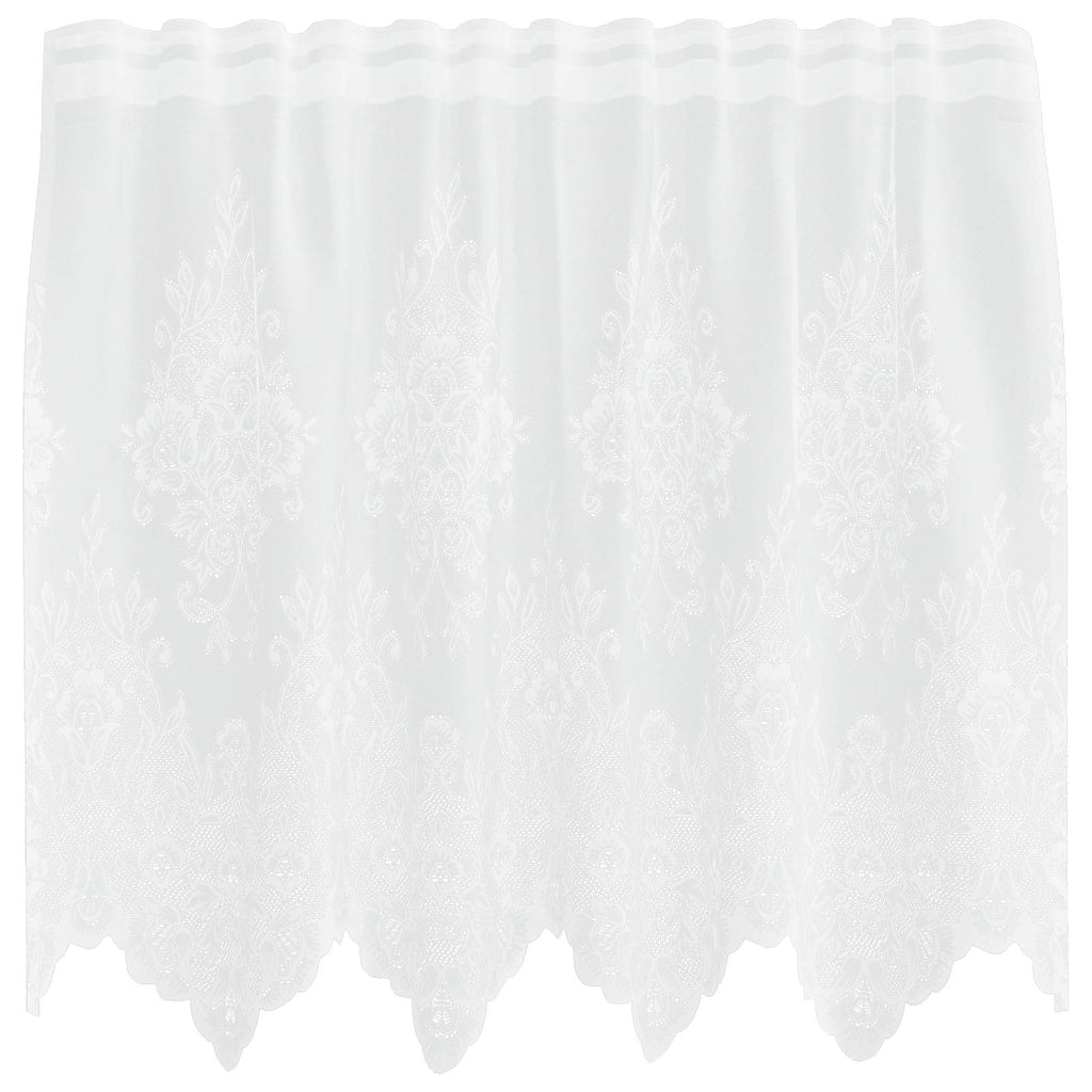 vidaXL Spitzenvorhang mit Vorhängen Floral Weiß 80 x 150 cm Polyester